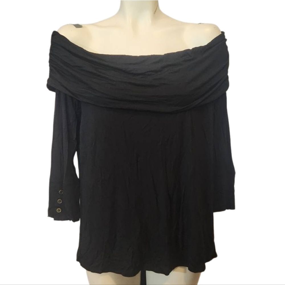 Cato Elegant Black Off-Shoulder Women's Top Size Large